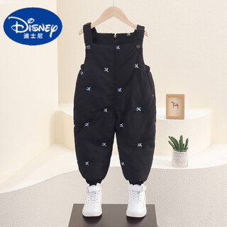 Disney children's winter down pants 2025 new baby style down overalls for boys and girls winter comfortable warm pants black 80 cm