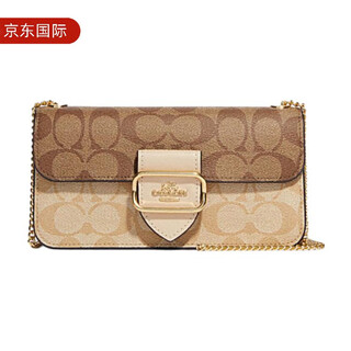 Coach morgan 20 classic presbyopia buckle closure canvas and leather shoulder crossbody bag small women's brown yellow counter gift box