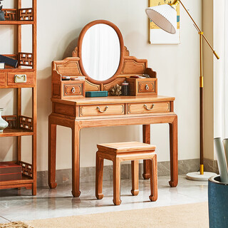 Ancient mahogany furniture burmese rosewood (scientific name: daguo rosewood) dressing table and stool two-piece set new chinese style bedroom dressing table and chairs all solid wood dressing table small apartment mingyue dressing table combination