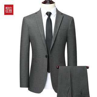 Red bean wool suit suit men's business formal attire professional jacket men's groom's wedding no-iron suit complete set gray m 170