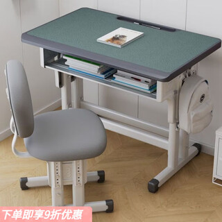 Hongxinglong children's student study table and chair set 2025 new liftable home school same style desk and chair desk for boys and girls entry specifications-60*40 basic double column single table wood color