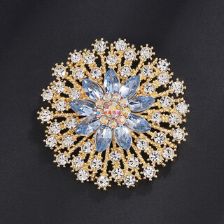 Woug elegant lady snowflake brooch alloy inlaid glass rhinestone pin clothing fixed acrylic snowflake