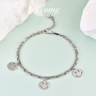 Gsung platinum women's bracelet pt950 smiley ab bracelet fashion new platinum bracelet women's smile bracelet for girlfriend priced by the gram, contact customer service before bidding for gold price