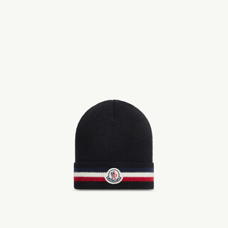 Moncler men's tricolor wool beanie - black uni