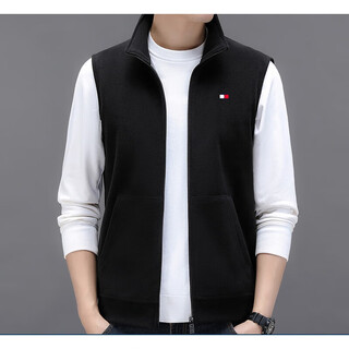 Tommybull american tommy tommy grain velvet vest vest men's fleece autumn and winter new stand-up collar casual sleeveless waistcoat black 3xl (recommended 175-185 jin jin equals 0.5 kg)