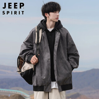 Jeep spirit jeep jacket men's fake two-piece jacket men's clothing autumn and winter casual high-end high-end sense handsome hooded men's clothing