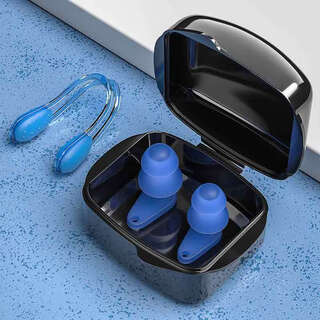 Youyou silicone bath anti-water ingress swimming earplugs nose clip set anti-water ingress adult and children's diving equipment blue