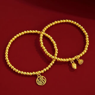 Luoyi's new gold color two worlds huan bracelet 999 gold lotus bracelet gold-plated silver solid blessing bracelet gift lotus bracelet 5m thick