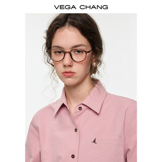 Vega chang brown rhyme simple luxury long-sleeved shirt for women 2025 new autumn and winter simple high-end shirt sweet peach pink (shirt) l