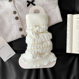 Zhuanying maillard colored pile socks for girls y2k autumn and winter jk diamond square lace solid color retro knitted calf sleeves white m flat about 44c