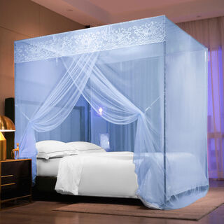 Yusenyi mosquito net single door home encrypted thickened old-fashioned 10 meter bracket 12 single 18 double bed princess style 15 blue - encrypted mosquito net + thick bracket 1 point 0x2 point 0 meter bed