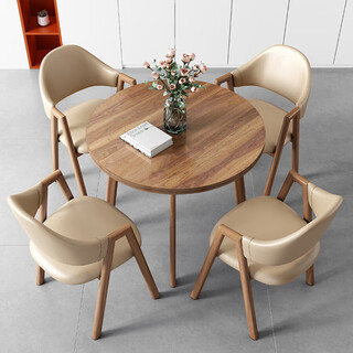 Yuzao negotiation table and chair combination reception table and chairs small round table simple casual dining table and chairs 1 table 4 chairs khaki
