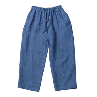 Colorless and odorless (wusewuwei) colorless and odorless classic casual 2025 new pure linen old money style elastic waist drawstring loose casual pants blue l