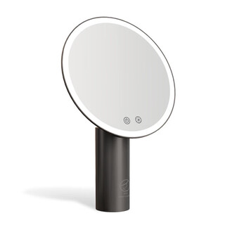Smart makeup mirror led with light daylight large round mirror dormitory home desktop dressing beauty full face hd charcoal gray