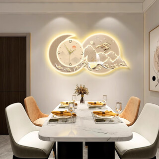 Light luxury clock restaurant wall clock decorative painting flowing water brings wealth dining room creative wall lamp 2025 new clock painting flowing water brings wealth ly-01 hot-selling model 60*30 (no lamp model) high-bright crystal screen