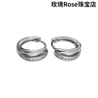 Dl platinum earrings pt950 platinum earrings for women geometric double layer retro earrings simple design small geometric double layer earrings