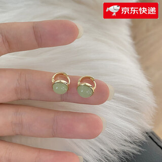 Fat donglai quality jade earrings for women s999 silver jade earrings 2025 new style exquisite ear buttons to nourish the ears, light luxury jadeite and hetian jade earrings