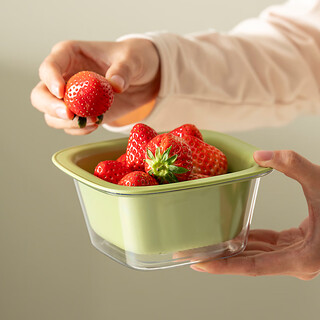 Onlycook mini double layer washing fruit drain basket household small fruit basket drain fruit basin vegetable basin fruit plate mini double layer drain basket green