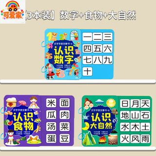 可爱家幼儿识字早教安静书宝宝启蒙粘贴书儿童魔术贴卡片玩具认字卡六一 【3本装】识数+食物+大自然