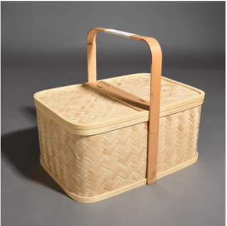 惠翔酒店商场家竹编PA清洁篮长方工作收纳篮手提小竹篮子工具保洁篮 本色