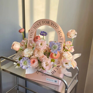 Flower handbag paper flower basket bouquet packaging floral flower arrangement diy material goddess packaging gift box gift box ninety-nine