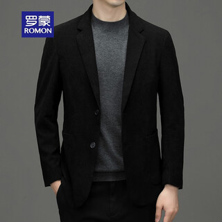 Romon corduroy suit men's business casual single suit high quality commuter jacket autumn and winter men's black 2xl