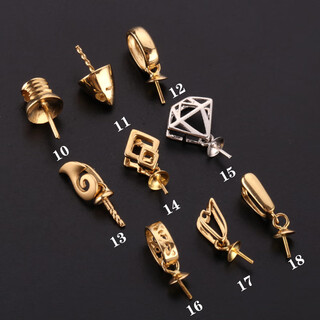 Mengpao 18k gold pendant holder diy necklace pearl pendant empty holder accessories single beeswax variety of plain gold inlaid 18k 18k yellow 4 rabbit heads