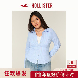 Hollister25 new autumn and winter y2k hot girl slim striped lace-up poplin shirt women's 340-5486 blue striped xs (160/80a)