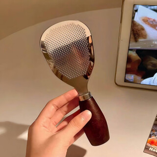 The same rice spoon as fat donglai can stand upright, non-stick rice, stainless steel rice shovel with imitation walnut handle, upgraded thickened stainless steel rice spoon, 1 pack, can stand upright