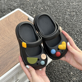 公主兔女童拖鞋外穿夏季女孩2025新款公主鞋玛丽珍儿童洞洞鞋女宝凉鞋 黑色 19 内长cm