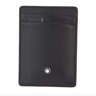 Montblanc (montblanc) luxury men's bag black leather short card holder black