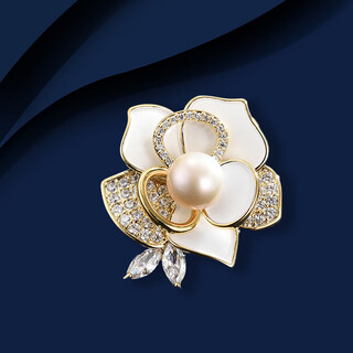 Marco bizzarri pearl camellia brooch anti-exposure pin accessories gift women's brooch high-end women's brand light luxury flower corsage new year's gift for girlfriend new year's gift for wife