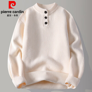 Pierre cardin henry collar sweater men's solid color casual bottoming sweater sweater autumn and winter new round neck sweater 9683 beige m 90-110jin jin equals 0.5 kg