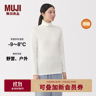 Muji women's thick cotton high collar long sleeve t-shirt tops bottoming shirt women's style fall 25 fcd15c5a off-white m (160/84a)