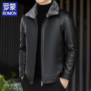 Romon plus velvet thickening youth slim lapel motorcycle leather jacket winter men's korean style trendy jacket versatile and fashionable dark gray m