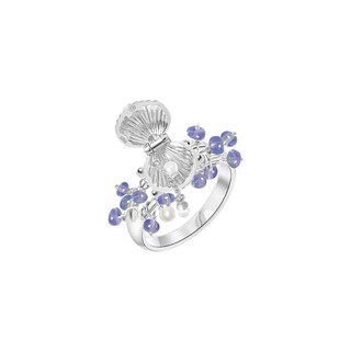 Mi ling/surrounded tanzanite pearl shell 925 silver ring women's niche design can open treasure secret ring mini shell box tanzanite ring no. 9 0.1 carat
