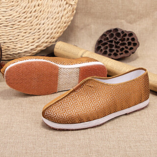 Yanshu pavilion old beijing cloth shoes men's one-piece thousand layer soles casual monk master shoes traditional chinese style chinese style handmade sole bronze long plaid 35