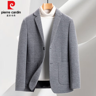 Pierre cardin autumn and winter wool suit men's woolen coat short herringbone suit jacket business casual high-end single suit 6832 gray l 175 (115-130jin jin equals 0.5 kg)