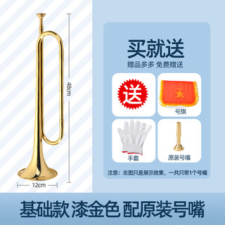 Wenyan youth bugle student young pioneers drum and bugle team b-flat trumpet instrument large trumpet beginner junior team bugle primary school basic gold (original mouthpiece) flag gloves