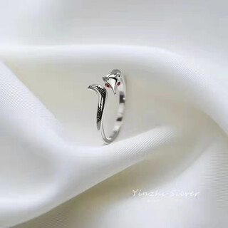 Oin sterling silver fox tail ring for girls little finger, cold style niche design, simple fashion ring, personality, light luxury opening, pure silver 999 sterling silver fox ring, opening adjustable