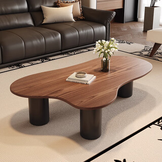 Zhizhi retro style walnut color solid wood yunduo tea home use small apartment irregular designer light luxury middle-aged small table