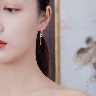 Made with love by the old phoenix gold store in sanskrit, colored gold earrings for women, 18k rose gold earrings, star earrings, earrings, a pair of rose gold earrings in stock