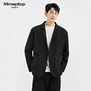 Mmoptop high-end suit jacket men's autumn and winter solid color loose casual suit for couples 2516 matte black xl
