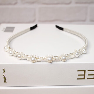 Jieyi forest fairy girl hair bundle princess headwear 2024 new high-end pearl headband children's hair clip interlocking pearl headband 13cm