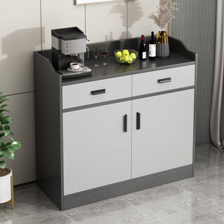 Yijiamu light luxury sideboard cupboard living room wall storage cabinet multi-functional storage cabinet modern simple tea cabinet wine cabinet classic two doors and two drawers 80*38*80cm self-assemble