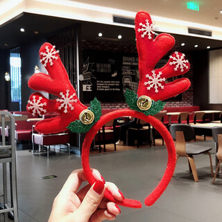 Abaoli christmas hairband hairpin for adults and children cute ornaments headband red plush antlers bell headband 1