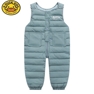 G.duckkids children's down cotton overalls boys and girls cotton pants open crotch 1-2 years old 3 baby jumpsuit winter thickened outer wear lake blue 110cm