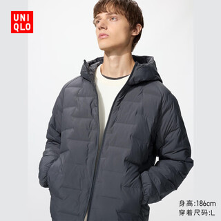 Uniqlo men's and women's pufftech air padded hooded jacket 470118 08 dark gray 4xl