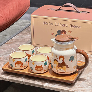 Xibaisheng high-looking cup set gift box housewarming gift home living room hospitality tea set teacup wedding gift for the newlyweds high-end water set 6-piece gift box set 1656