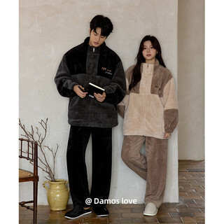 Daimons coral fleece couple pajamas autumn and winter women's thickened warm home clothing sports and casual men's suit 25609 male-25610 female l female/height 162-167, weight 106-125 jin jin equals 0.5 kg